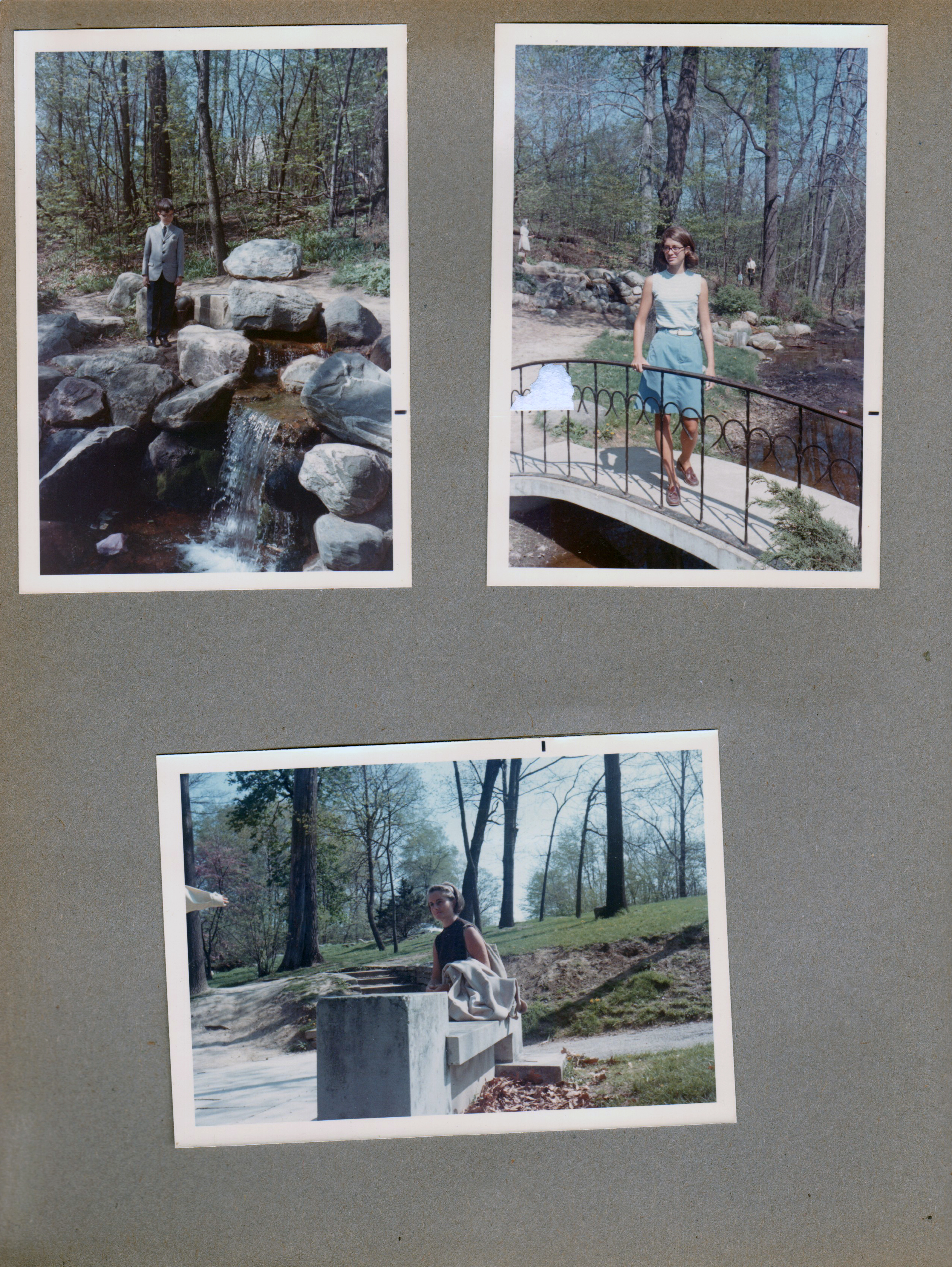 Butler Holcomb gardens waterfall and bridge - Alan. Susan. Rosemary.