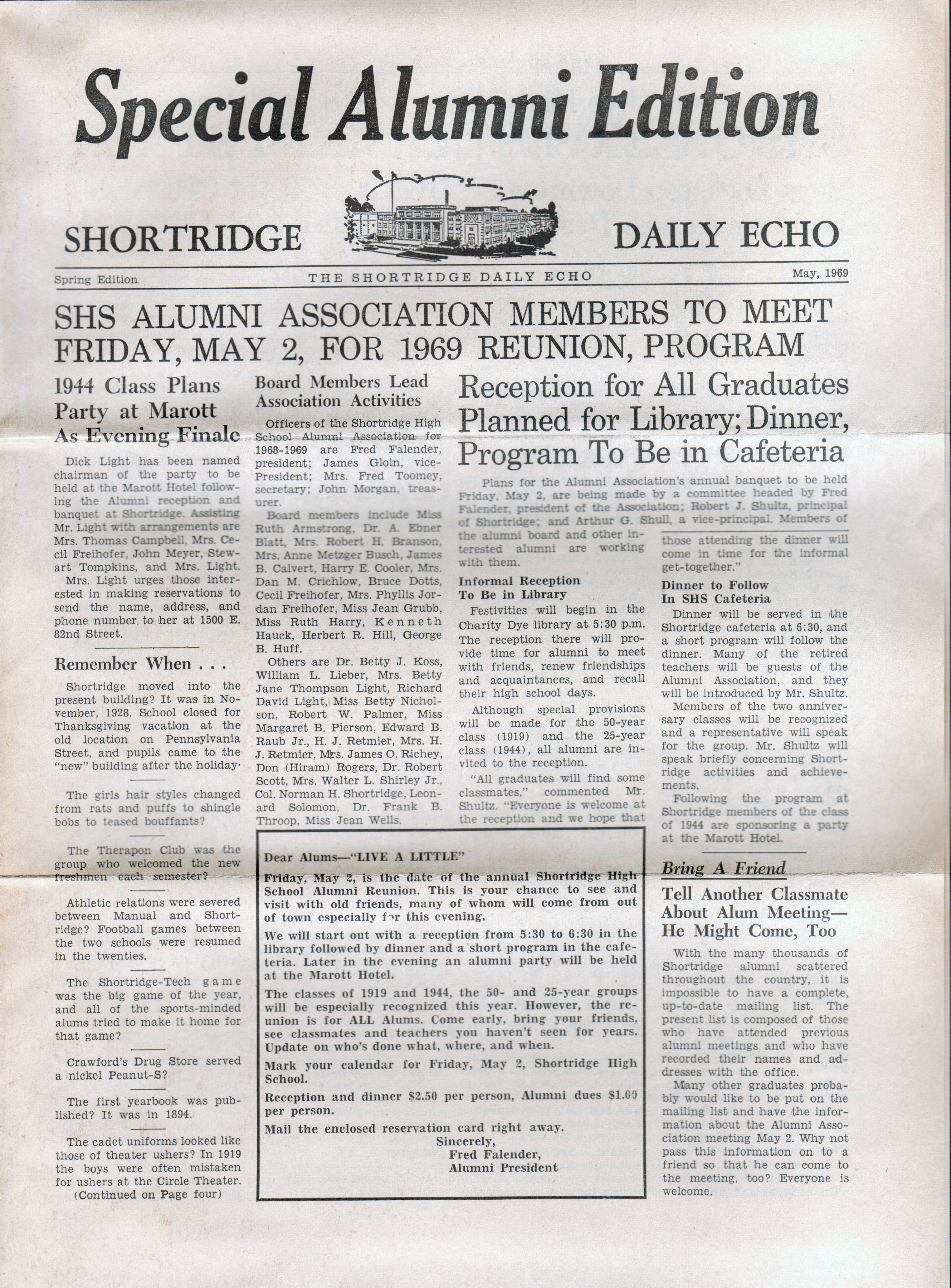 Shortridge HS  Daily Echo special alumni edition May 1969