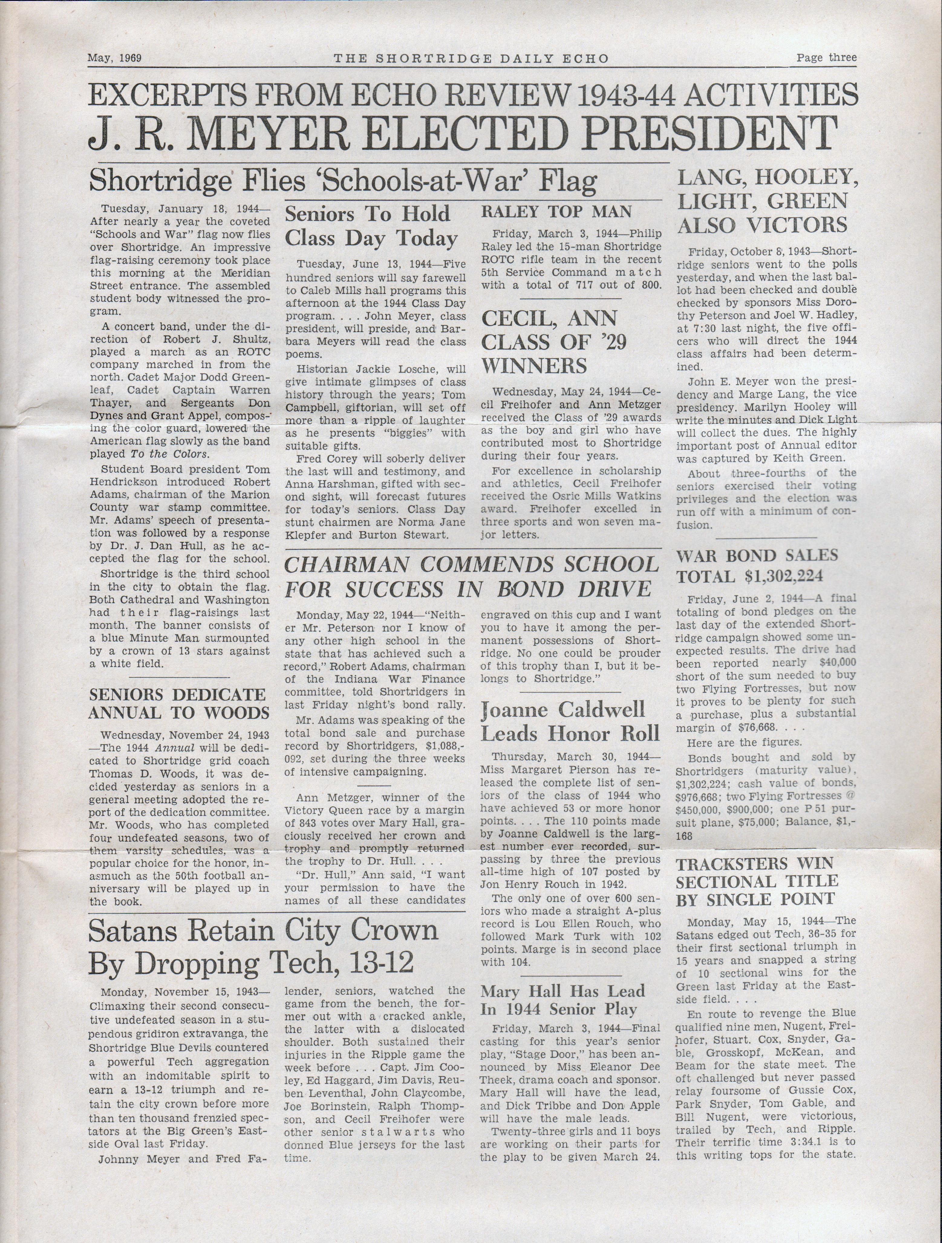 Shortridge HS  Daily Echo special alumni edition May 1969