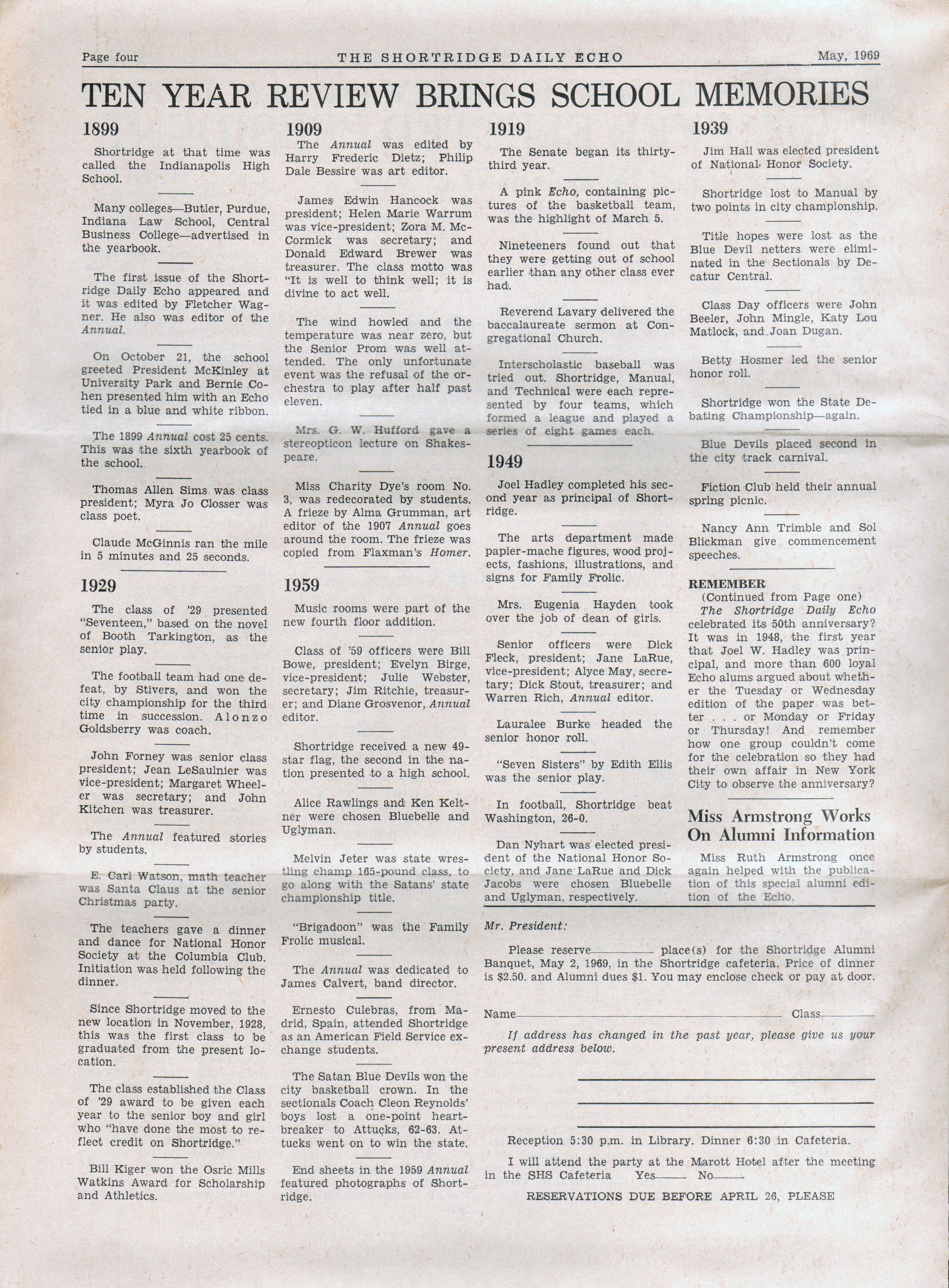 Shortridge HS  Daily Echo special alumni edition May 1969