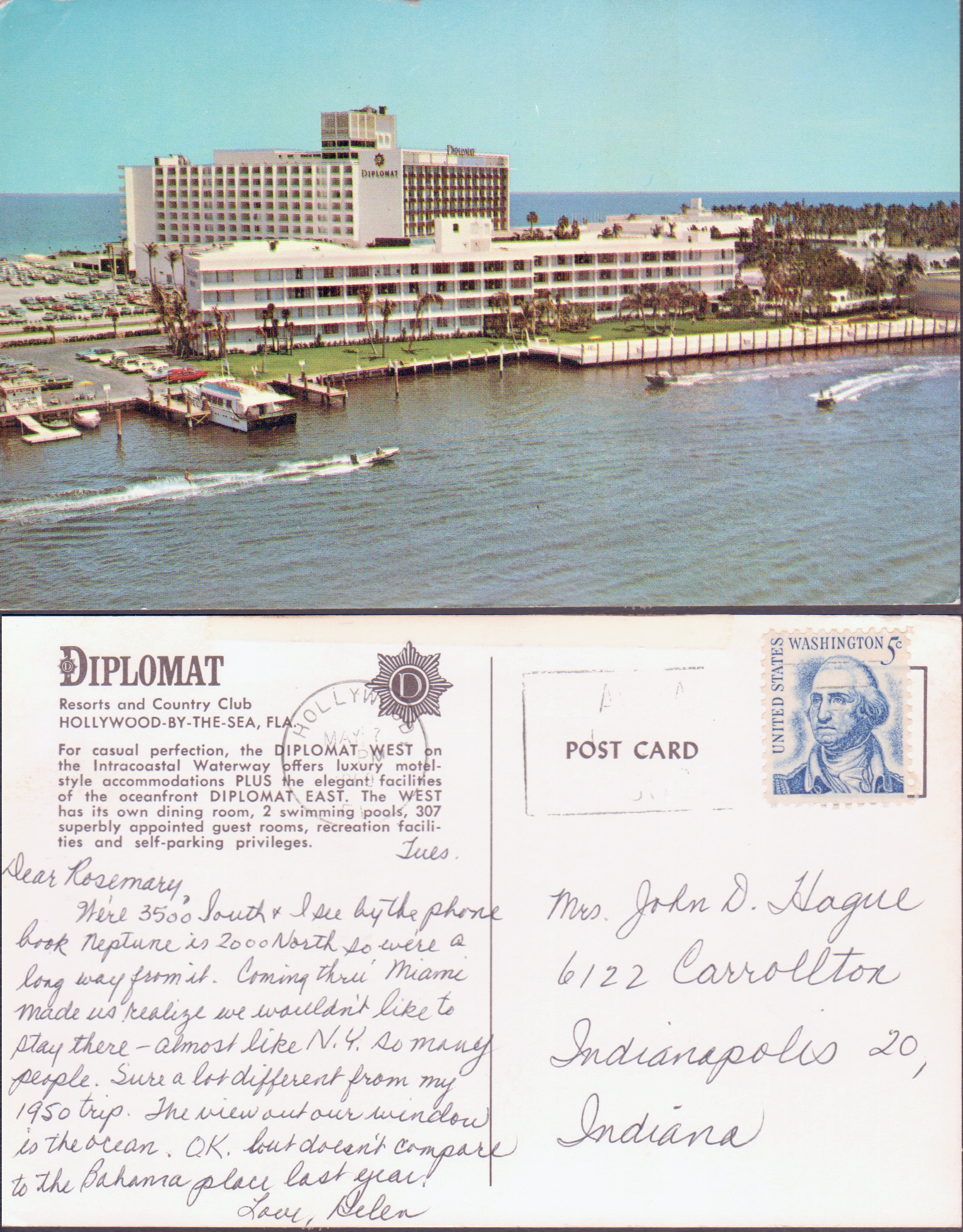 postcard The Diplomat Hollywood-by-the-Sea from Helen