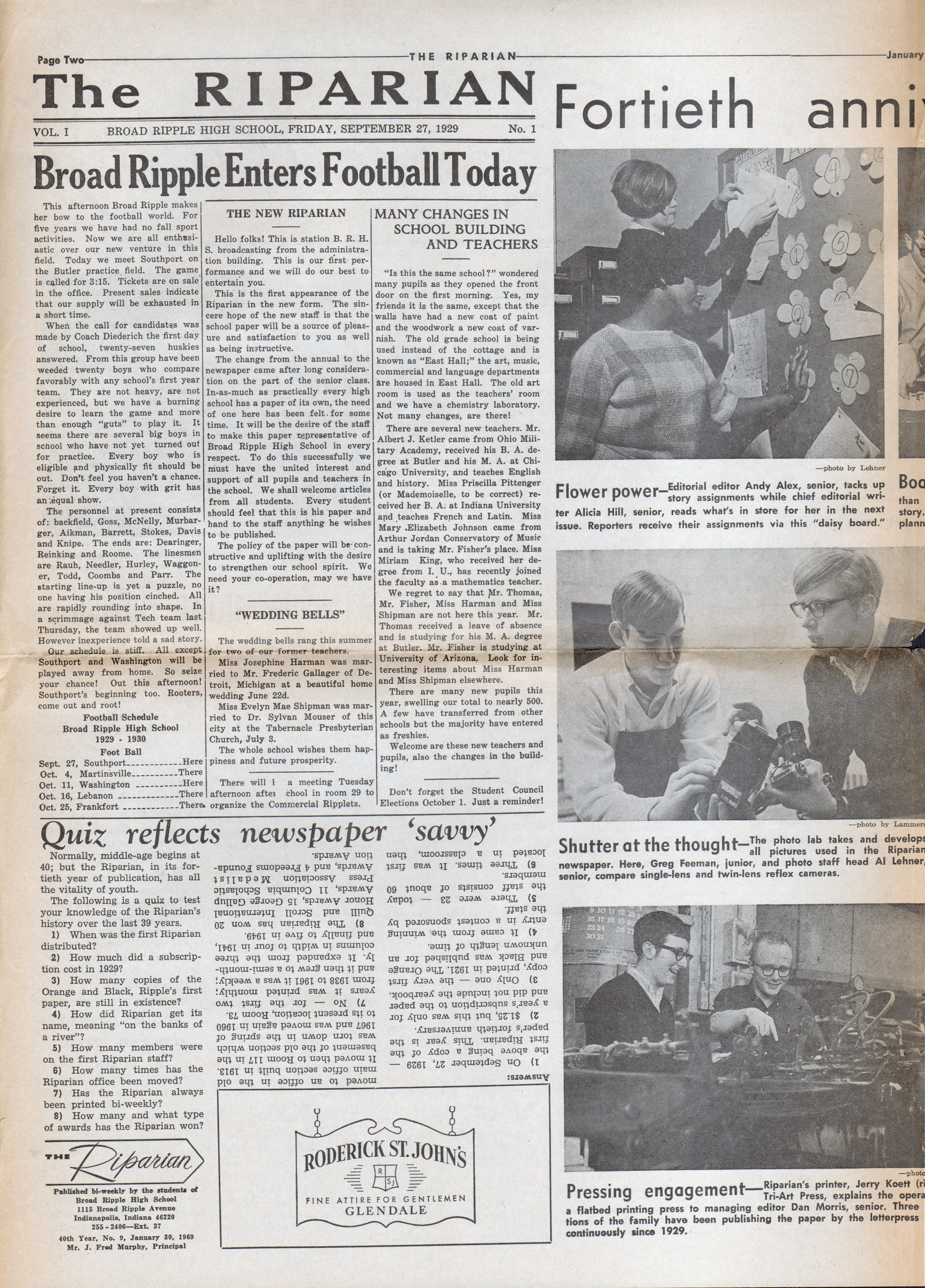 BRHS Riparian newspaper Jan 30 1969 - Roderick St John's Glendale ad
