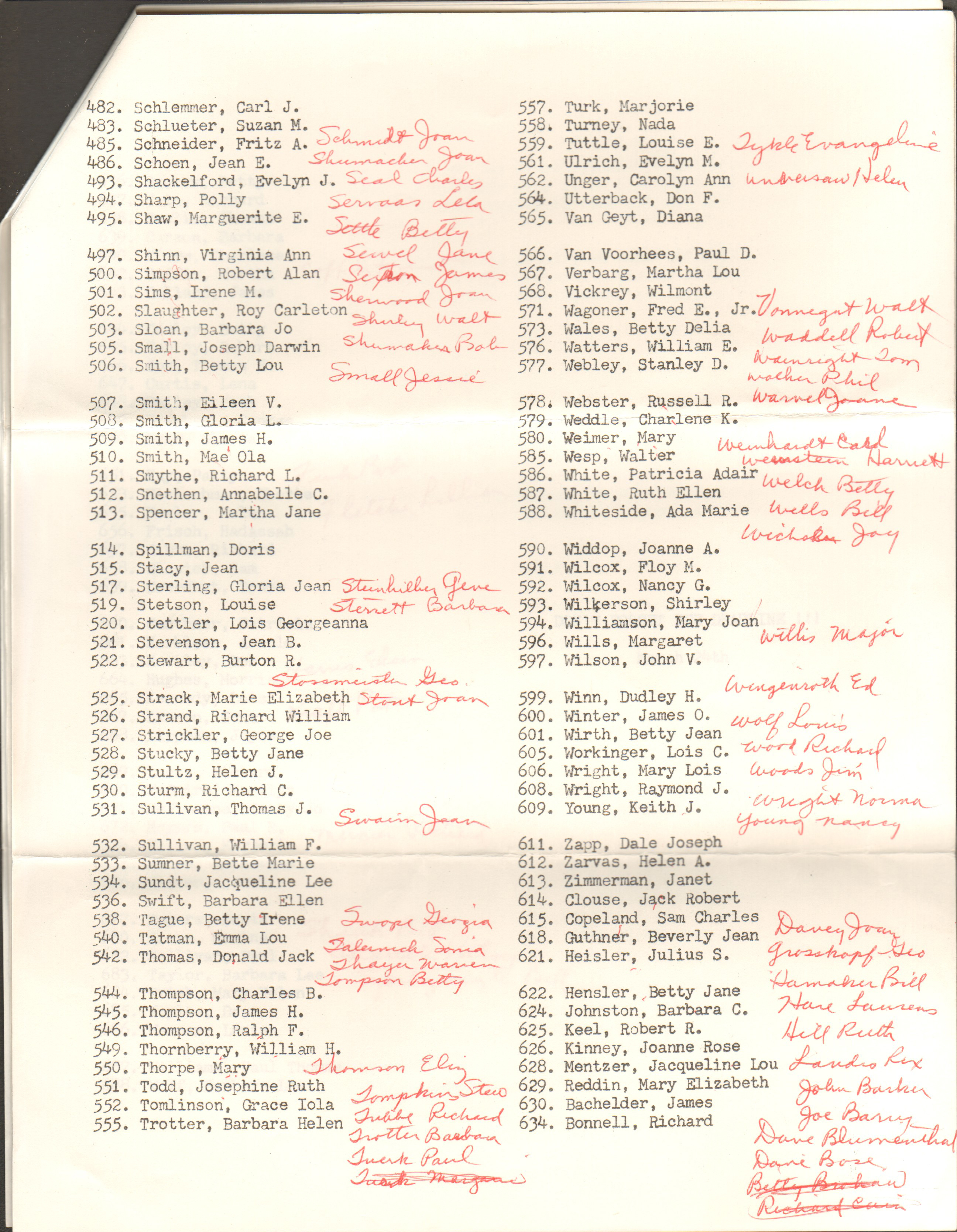 Shortridge HS  Class of 1944 reunion addresses