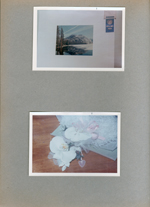Susan's photo of Crater Lake or Lake Tahoe with blue ribbon Ripple Arts Salon. Susan's prom corsage.