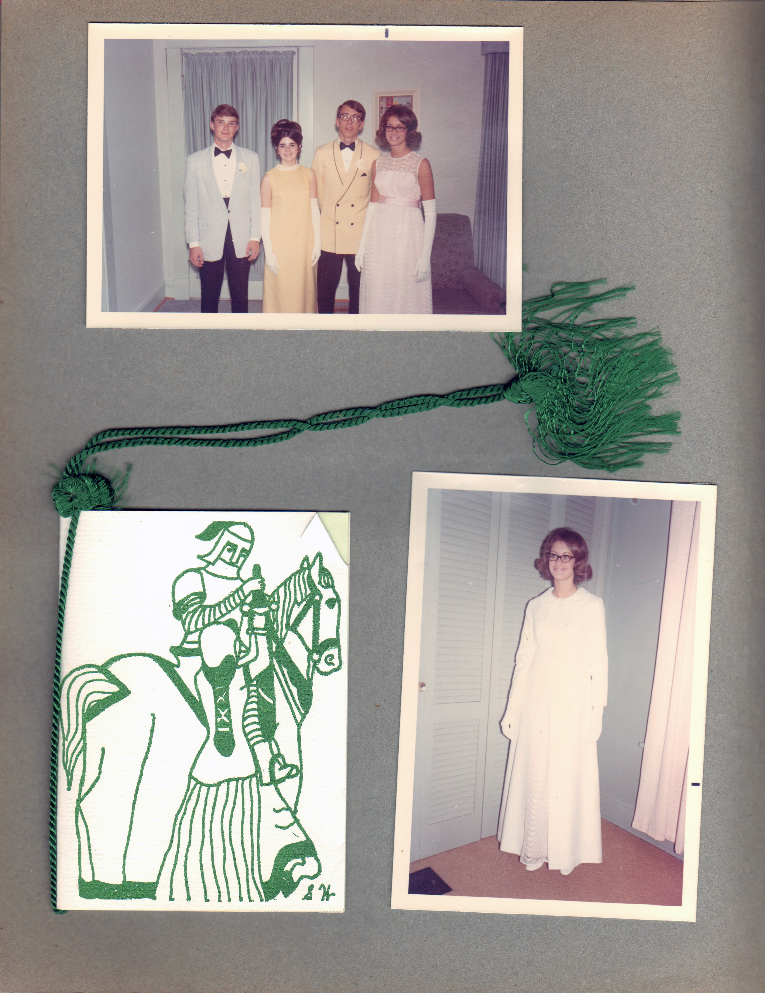 6122 living room - prom photos - Susan and Randy Smith. Prom program.