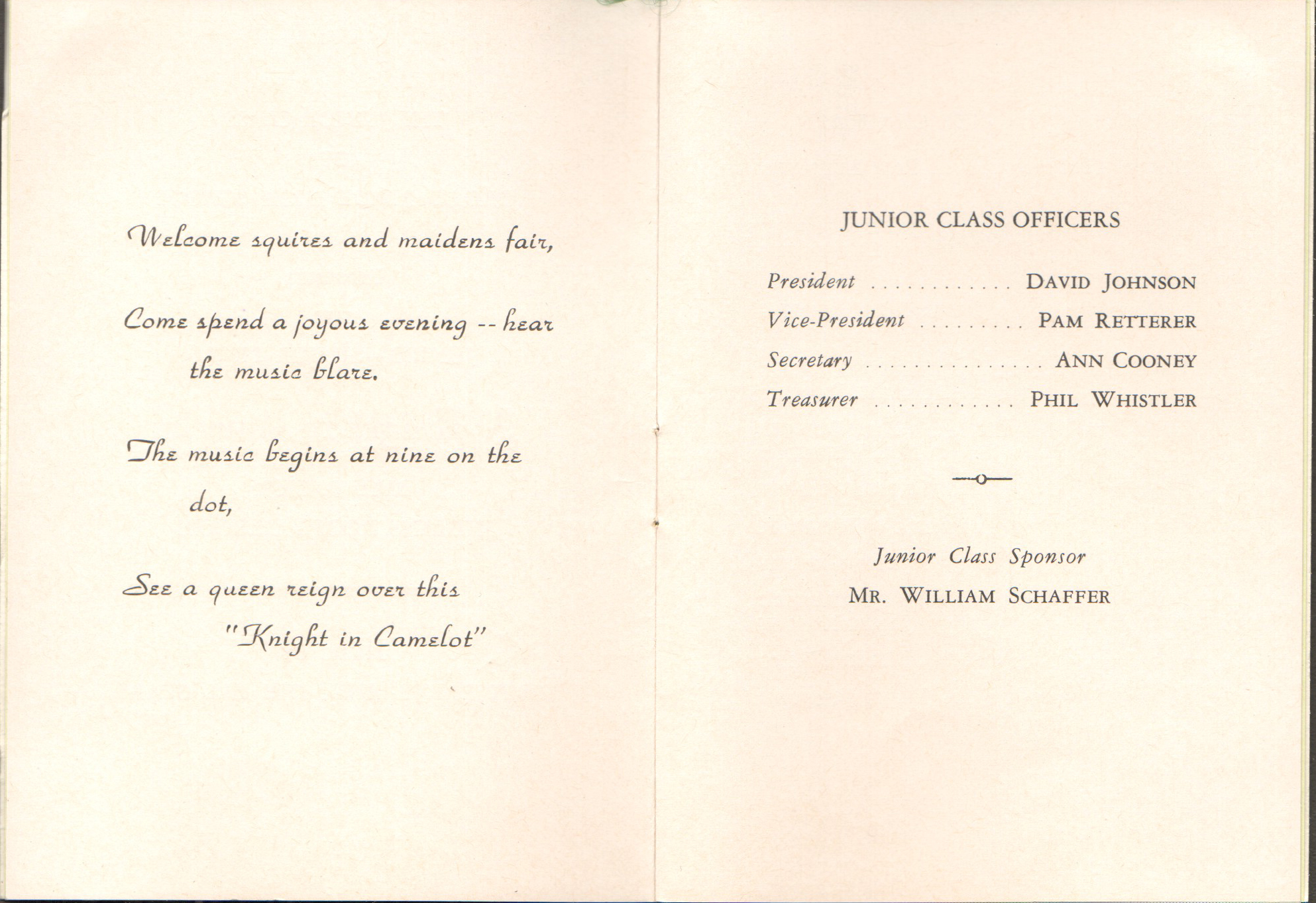 BRHS Prom program - A Knight in Camelot - Indiana Roof Ballroom