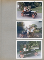6122 driveway - Alan driving little car - Alan Bouwkamp, Mary Lobraico, Joe Panyard. Joe Lobraico, Alison Arcuri?, John Panyard, Alan Bouwkamp.