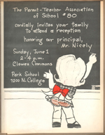 School 80 PTA reception for Mr Nicely at Clowes Common Park School invitation