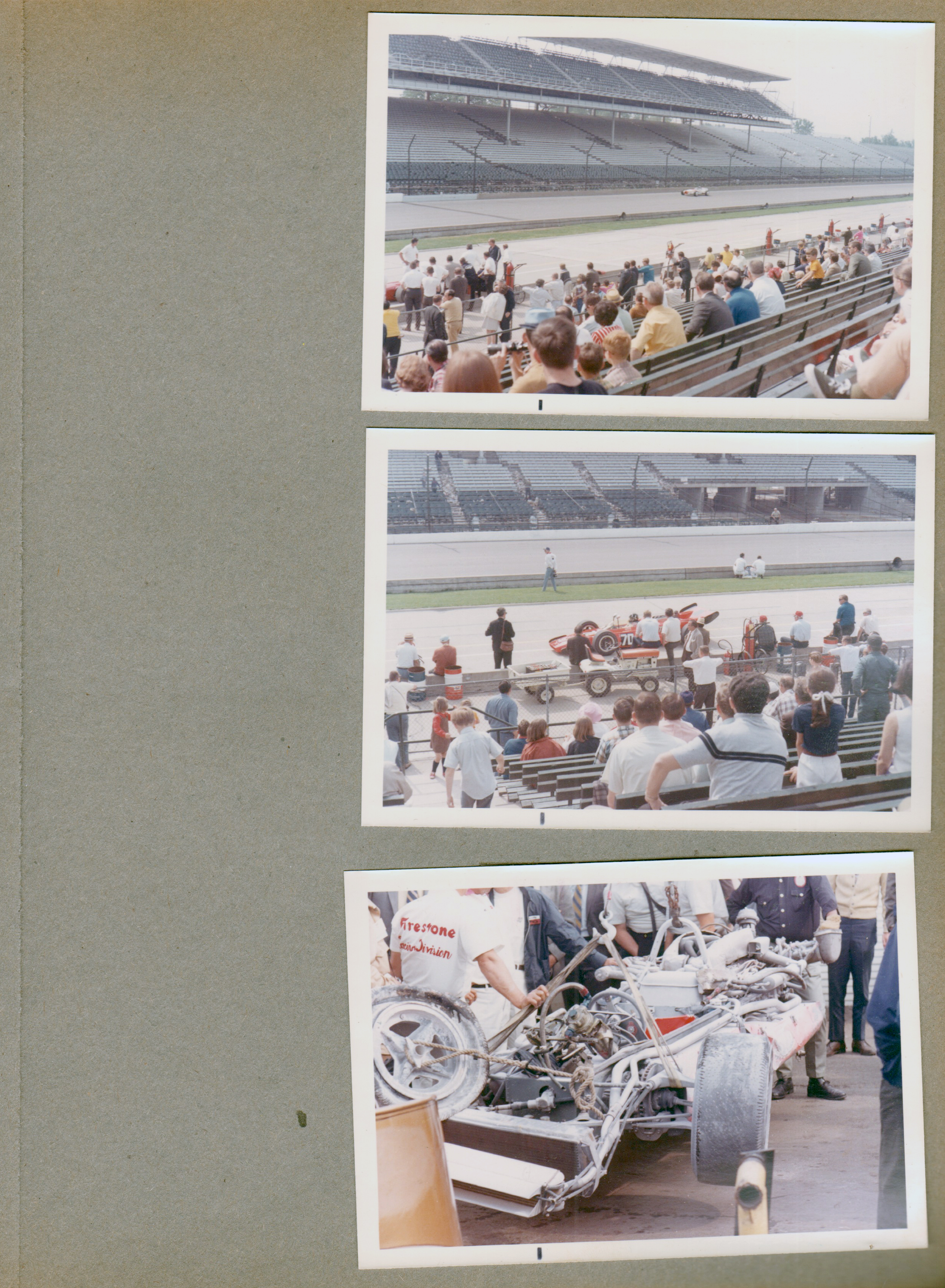 Indy 500 time trials - burned car