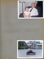 6122 Living room - Bill and Curt. John driving little car in parking lot behind house on College across 61st.