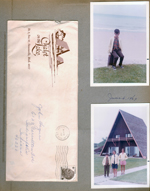 Chalet on the Lake - Stevensville MI - letter. Alan by beach. Alan Rosemary and Susan in front of our chalet.