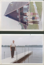 Chalet on the Lake - Stevensville MI - Alan Rosemary and Susan in front of our chalet. Wawasee - Girstle on pier