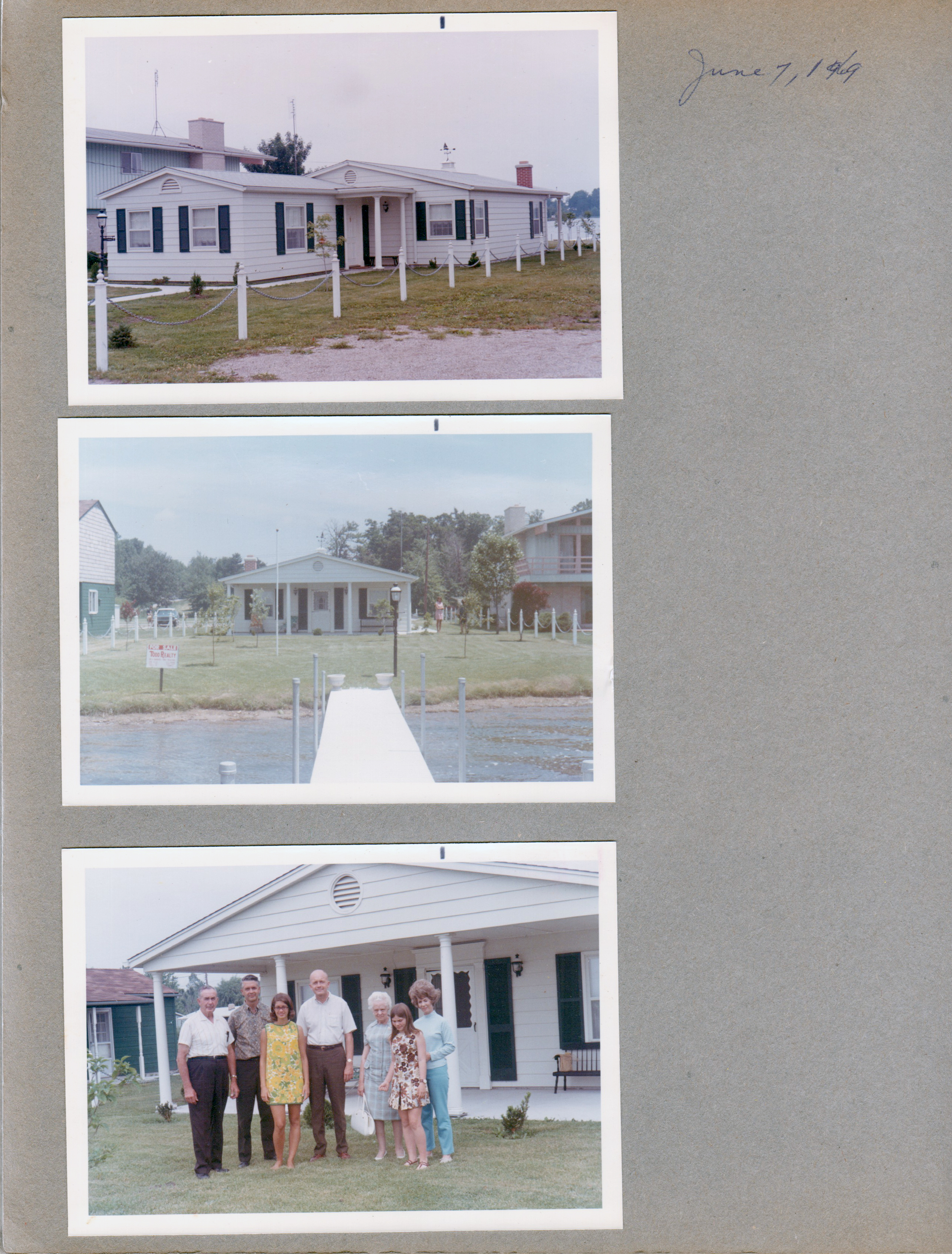 Wawasee - back of house. House for pier. Girstle, John, Susan, Glen, Helen, Ronna, Marlene in front of house.