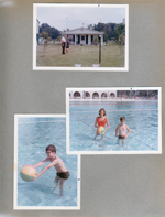 Wawasee - Girstle, Rosemary in front of house. Riviera Club - Susan and Alan in pool