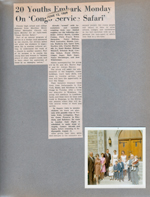 newspaper clipping -  North United Methodist Church youths to Congo. Letsingers at church entrance - Warren's Dave's