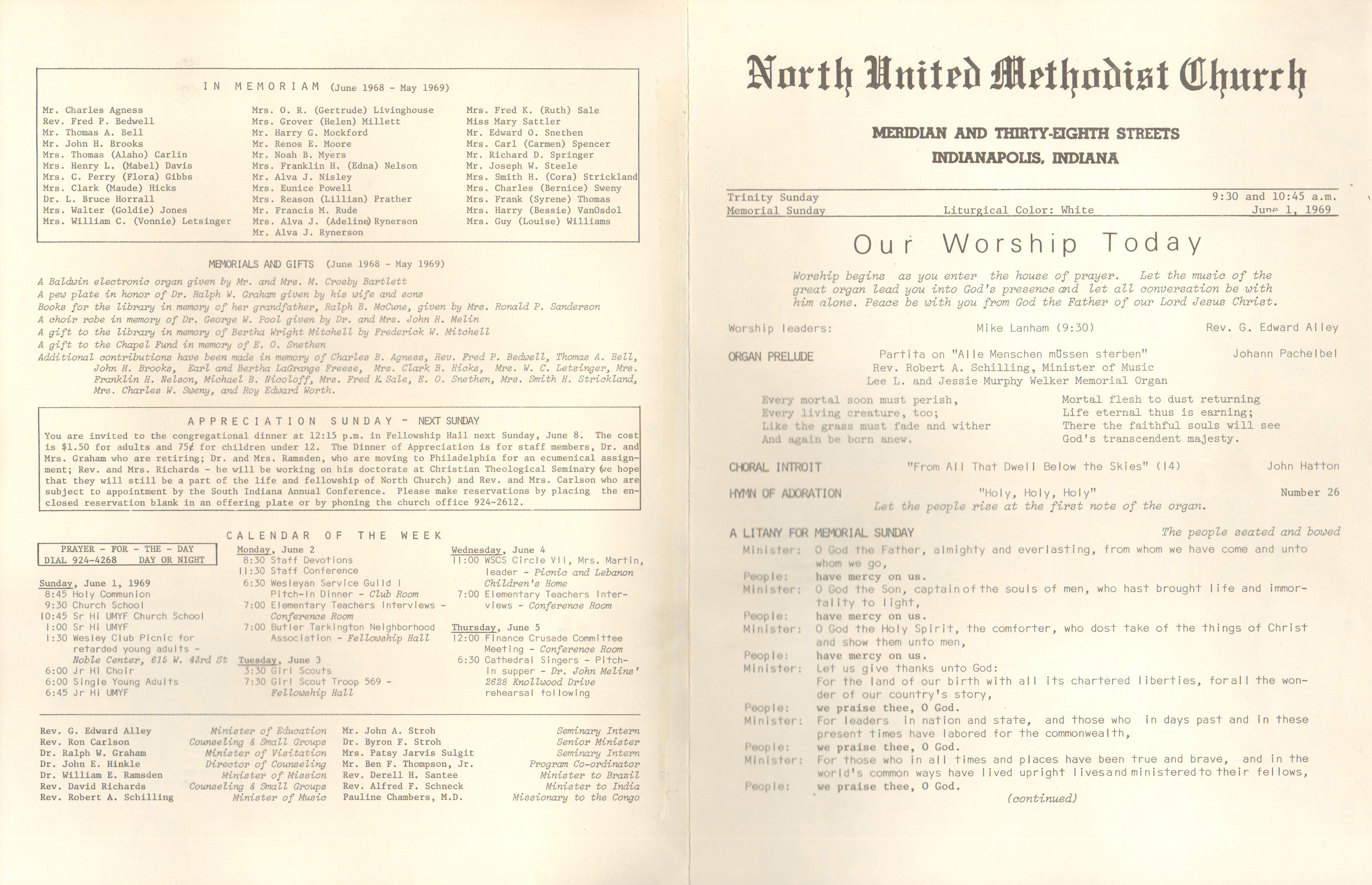 North United Methodist Church program Jun 1 1969