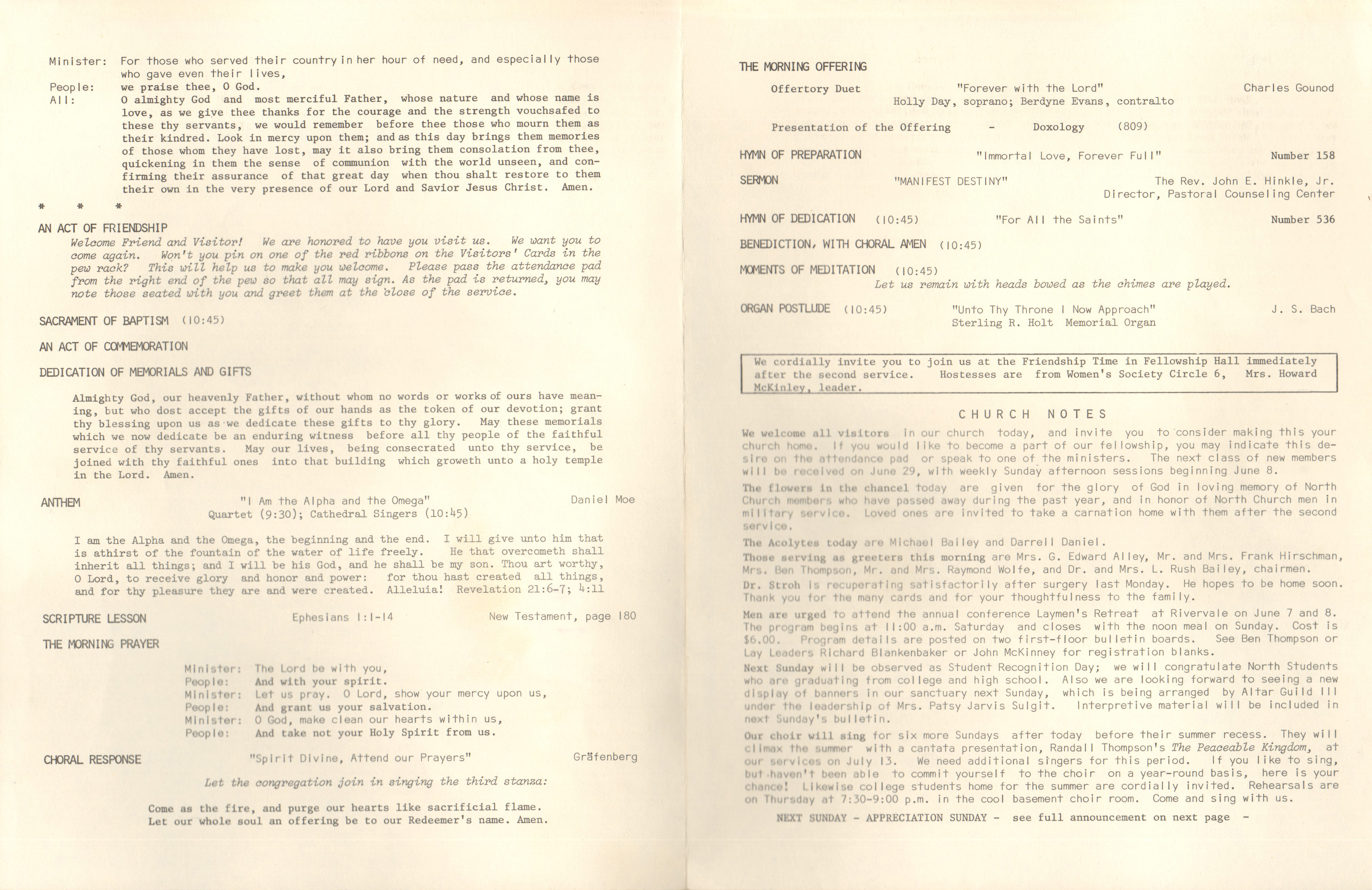 North United Methodist Church program Jun 1 1969