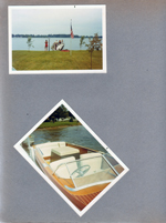 Wawasee - yard and people on dock. Chris Craft