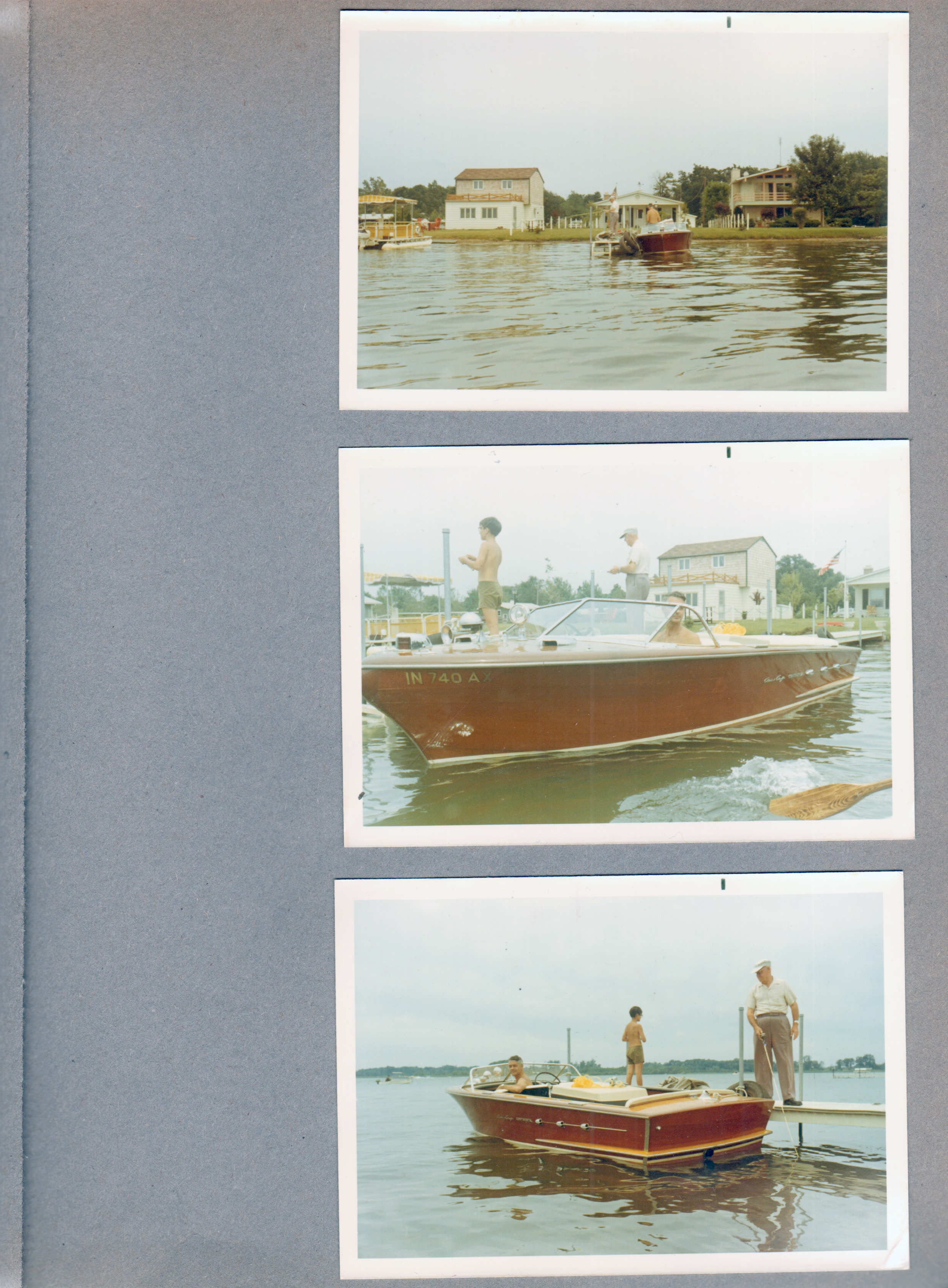 Wawasee - yard and people on dock taken from lake. Alan Chris Craft. John, Girstle.
