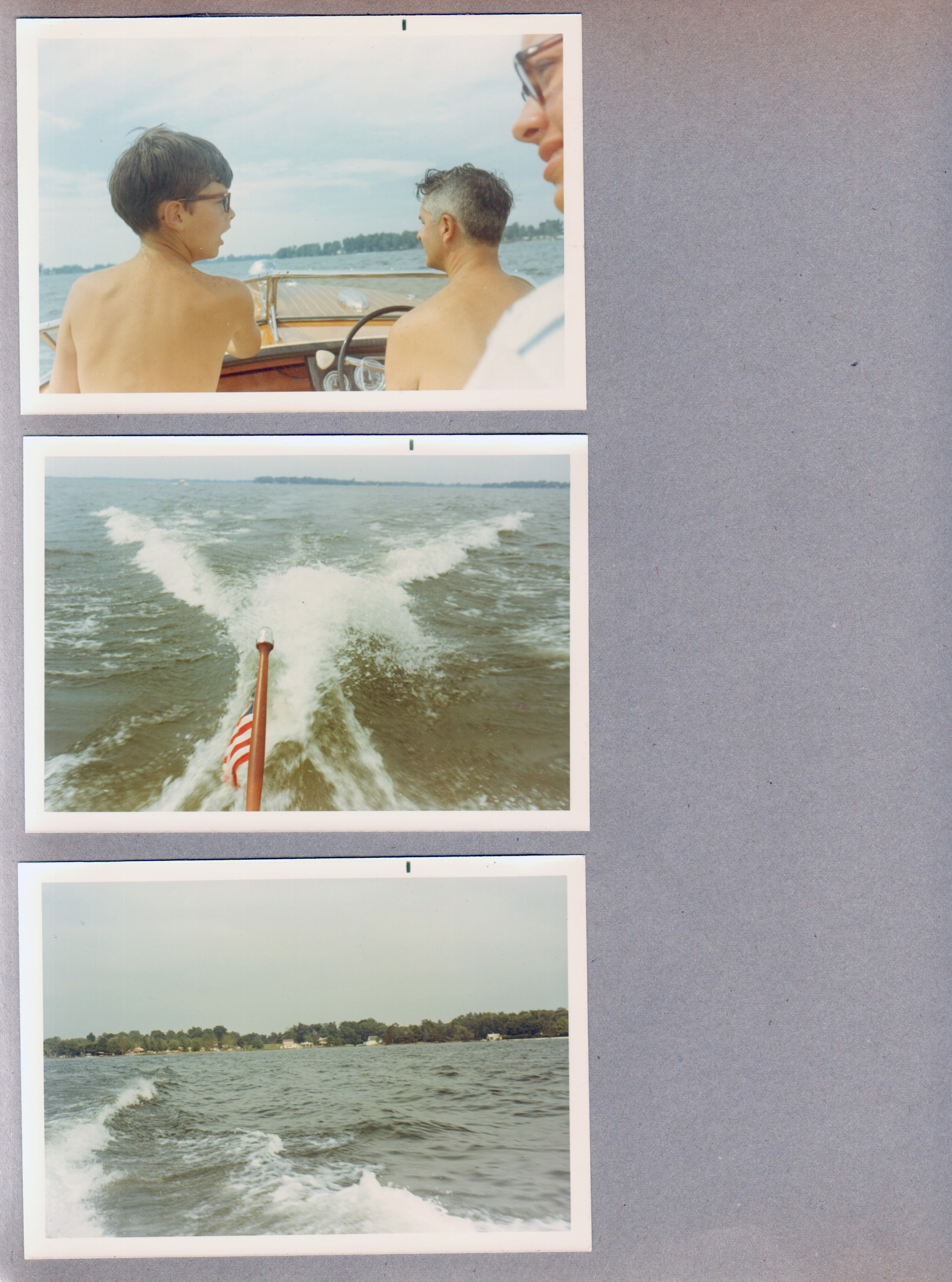 Wawasee - Alan Chris Craft John, Susan.  Wake behind boat.