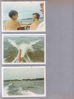 Wawasee - Alan Chris Craft John, Susan.  Wake behind boat.