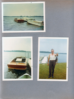 Wawasee - 3 boats at dock. Chris Craft. Girstle with catfish