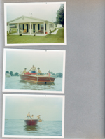 Wawasee - house, porch. Chris Craft - Girstle, Cindy, Alan