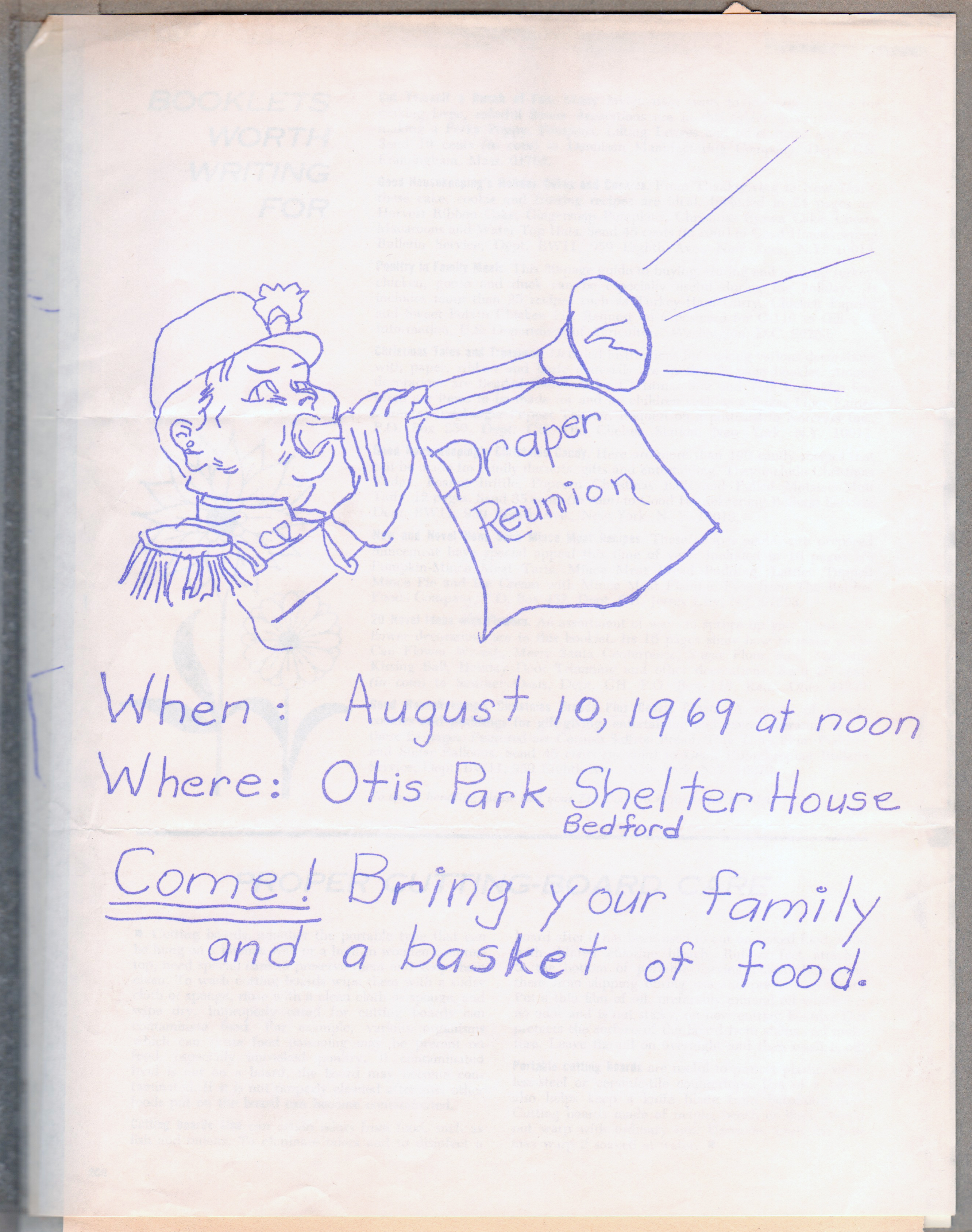Bedford - Draper Reunion - Otis Park - invitation