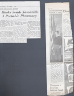 newspaper clipping - Hooks sends Jasonville portable pharmacy. Shortridge senior to speak - Richard Lugar