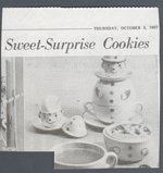 newspaper clipping - cookie jar and mug set that John had as a child (in attic now)