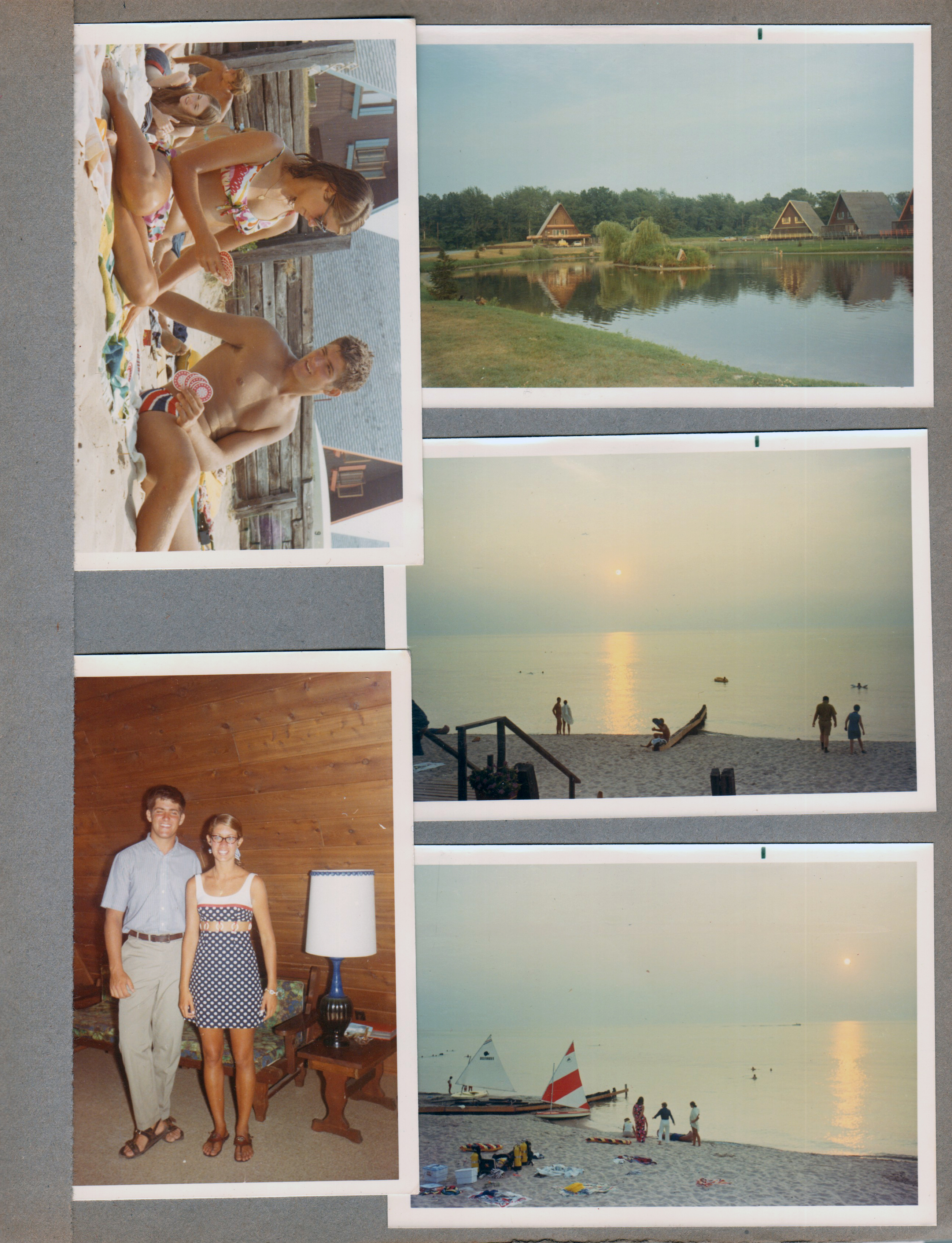 Chalet on the Lake - Stevensville MI - lake with chalets. Susan and boy on beach - in apt
