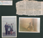 loose items - Win Schuler's receipt. Chalet on the lakes ad. John, Rosemary, Susan, Alan at Warren's house in Kokomo. Susan in Chalet.
