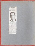 newspaper clipping - Dr Borgerhoff open office for chiropractic
