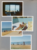 Chalet on the Lake - Stevensville MI - looking out to lake. Susan reading letter from Jim by pool