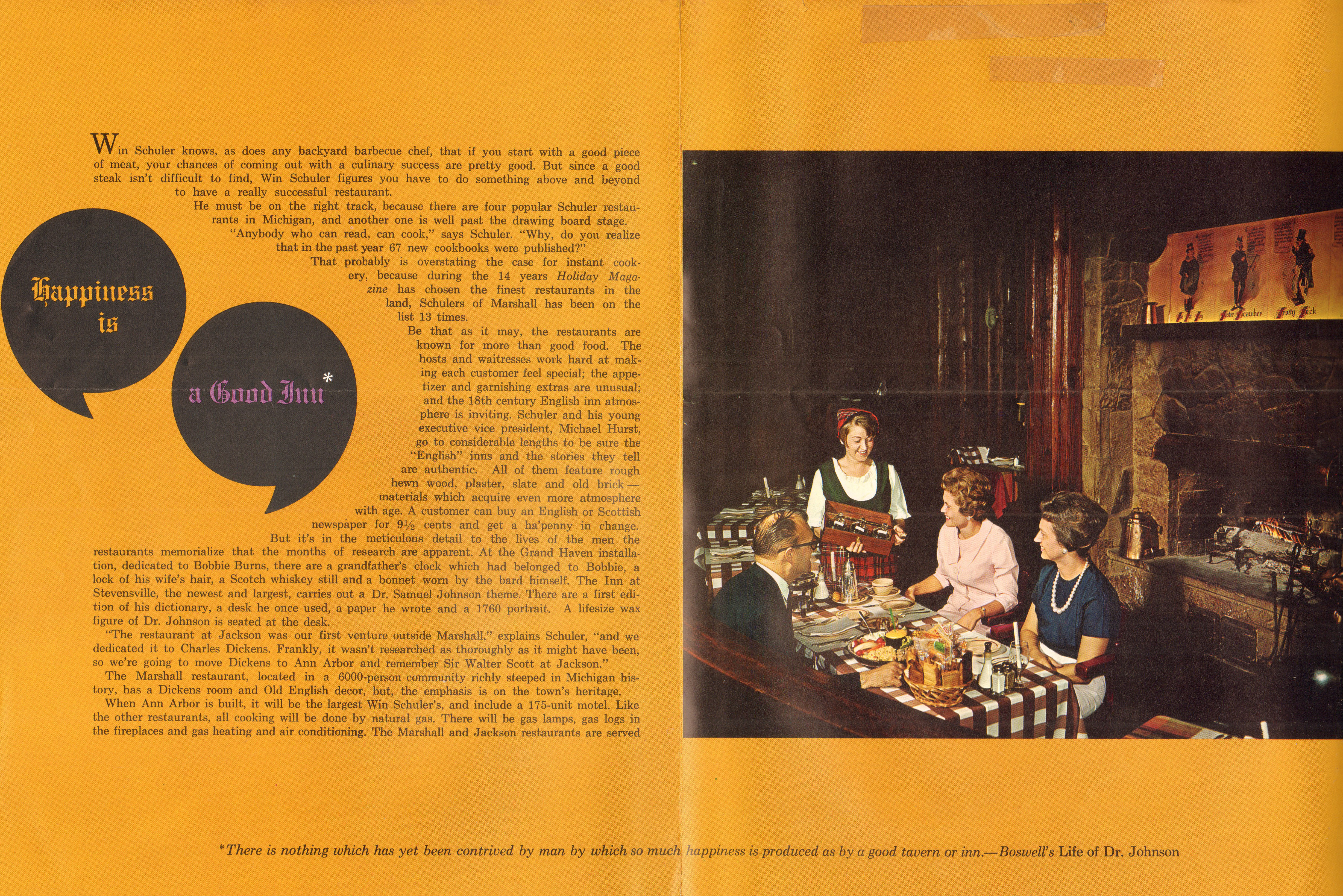 Win Schuler's  postcard booklet and menu