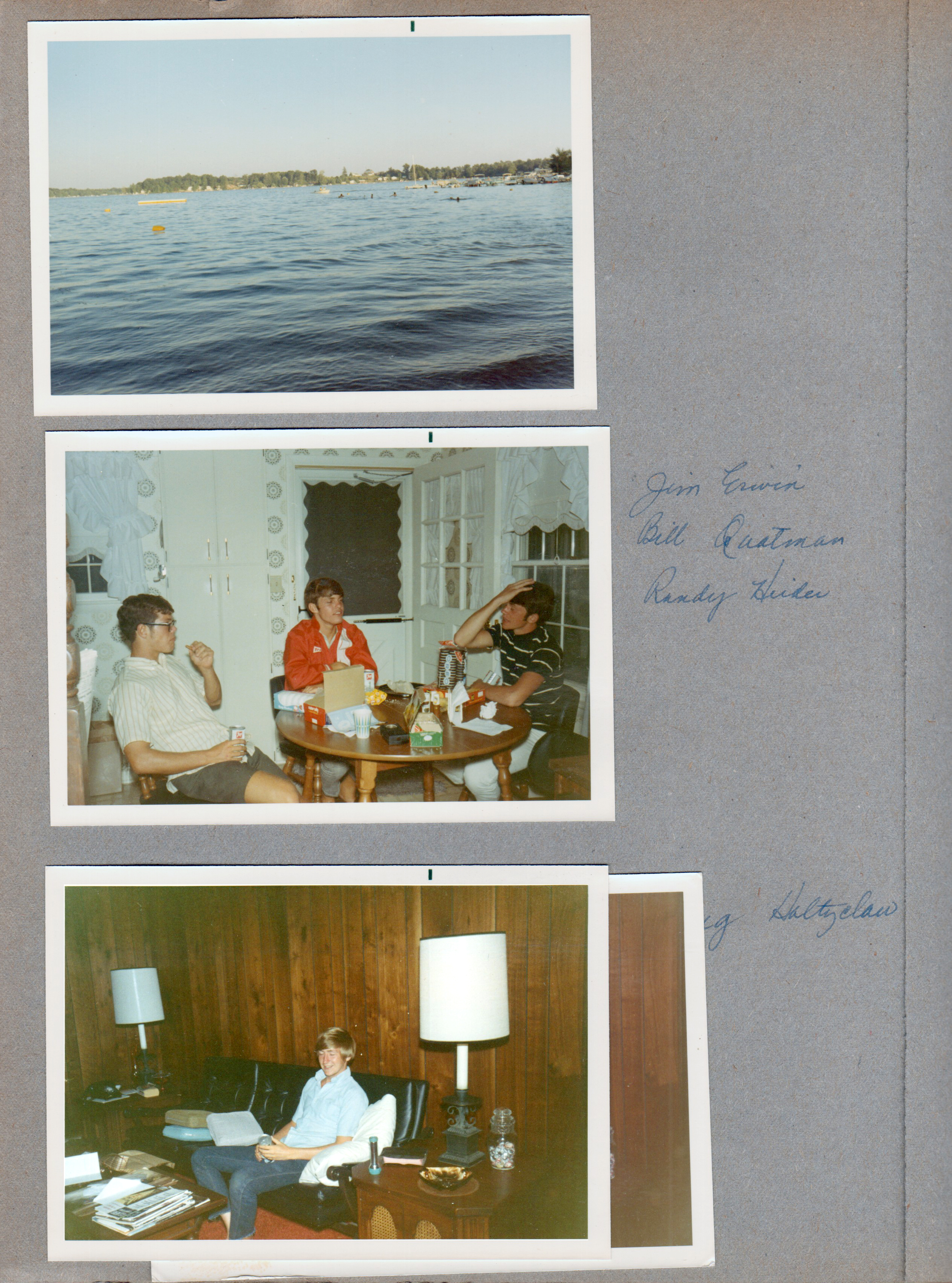 Wawasee - Jim Erwin, Bill Quatman, Randy Heider in kitchen. Doug Holtzclaw on sofa