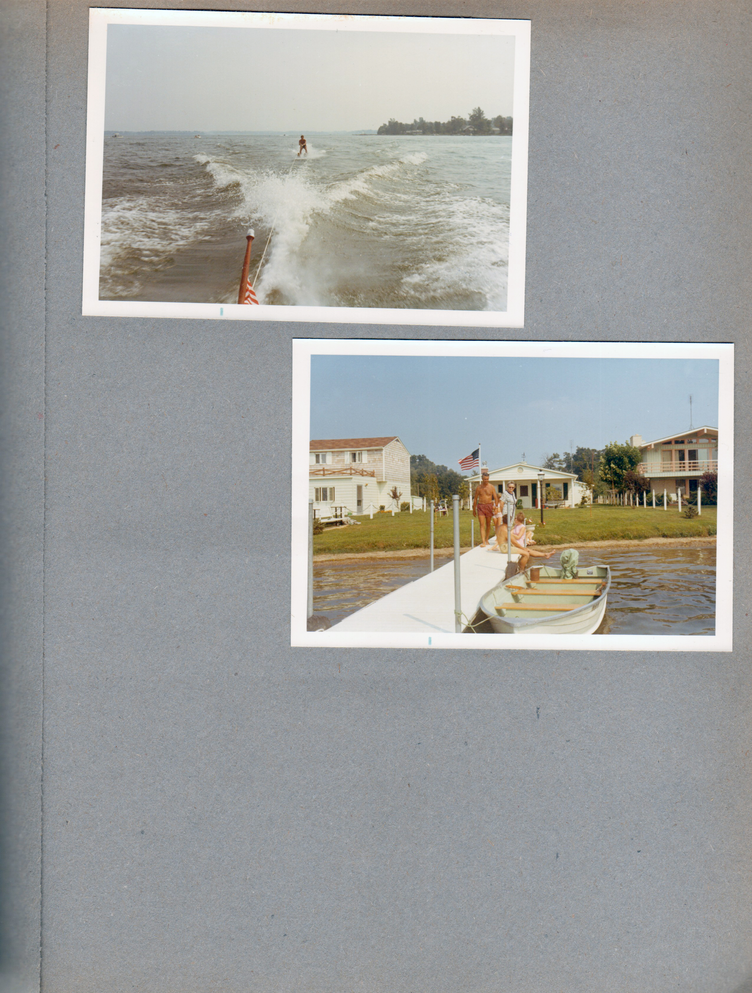 Wawasee - skiing. John and Edith on dock