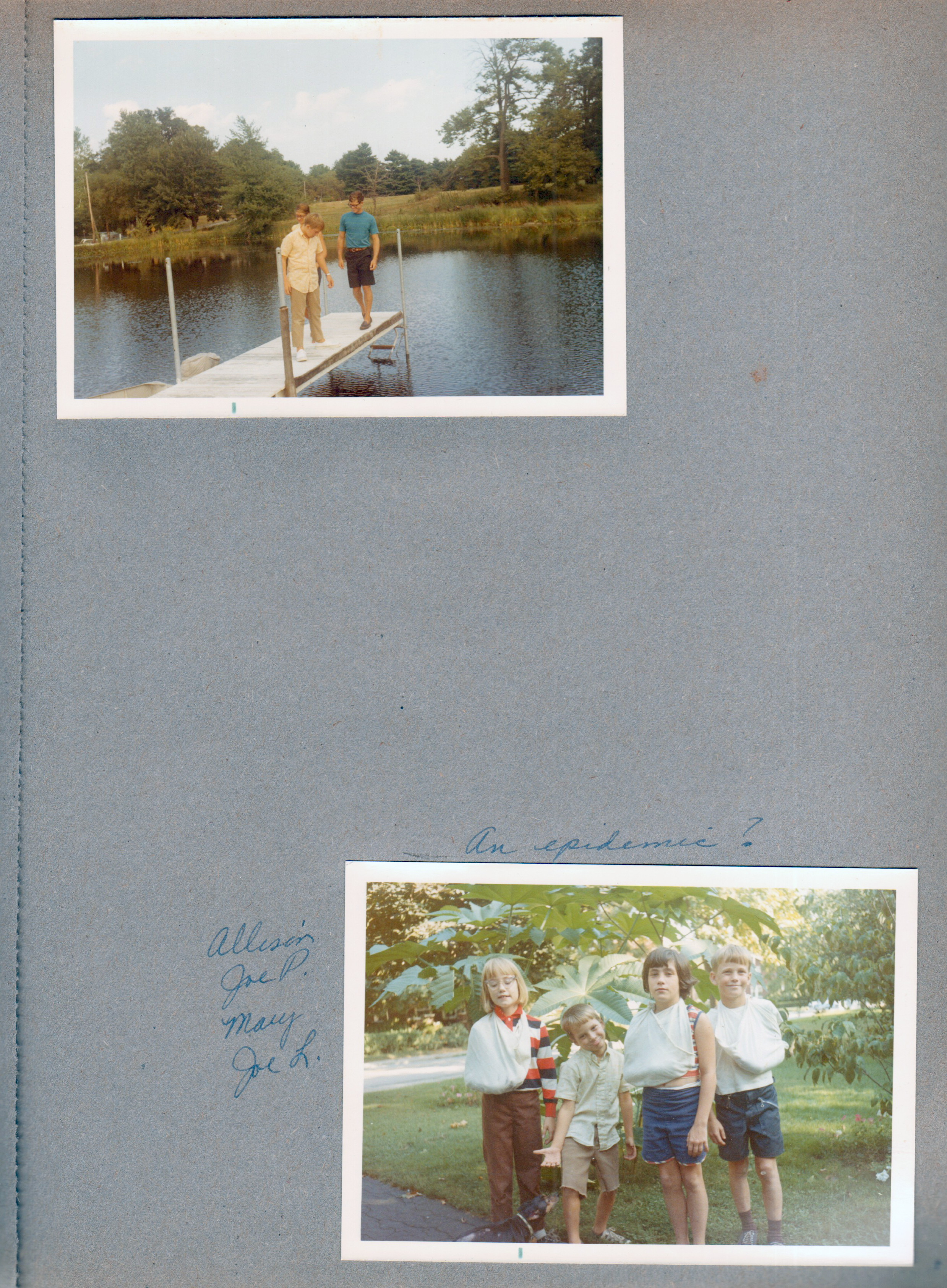 Wawasee - Susan and others on channel dock. 6122 yard - Allison Arcuri, Joe Panyard, Mary and Joe Lobraico 3 casts by castor bean