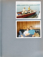 Wawasee - Alan and John docking Chris Craft. Jim Erwin and Susan living room