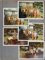 6122 yard - Pack 173 Den 3 - Bruce Springer, ???, Alan, David Messman, Teddy Bennett, ???, Craig Blackman, ???, Joe Lobraico. Little car. Caption also lists Kent Hamilton, Bill Watters, Duff Rozelle.