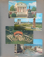 postcard Univ of Virginia from The Morgans 47672-C. postcard John F Kennedy Space Center Saturn V from Warren 101457. postcard Greetings from Sault Ste Marie Canada from Girstle 5S-29361-B. postcard Pikes Peak Ave Colorado from Bill Quatman 47388-B. 
