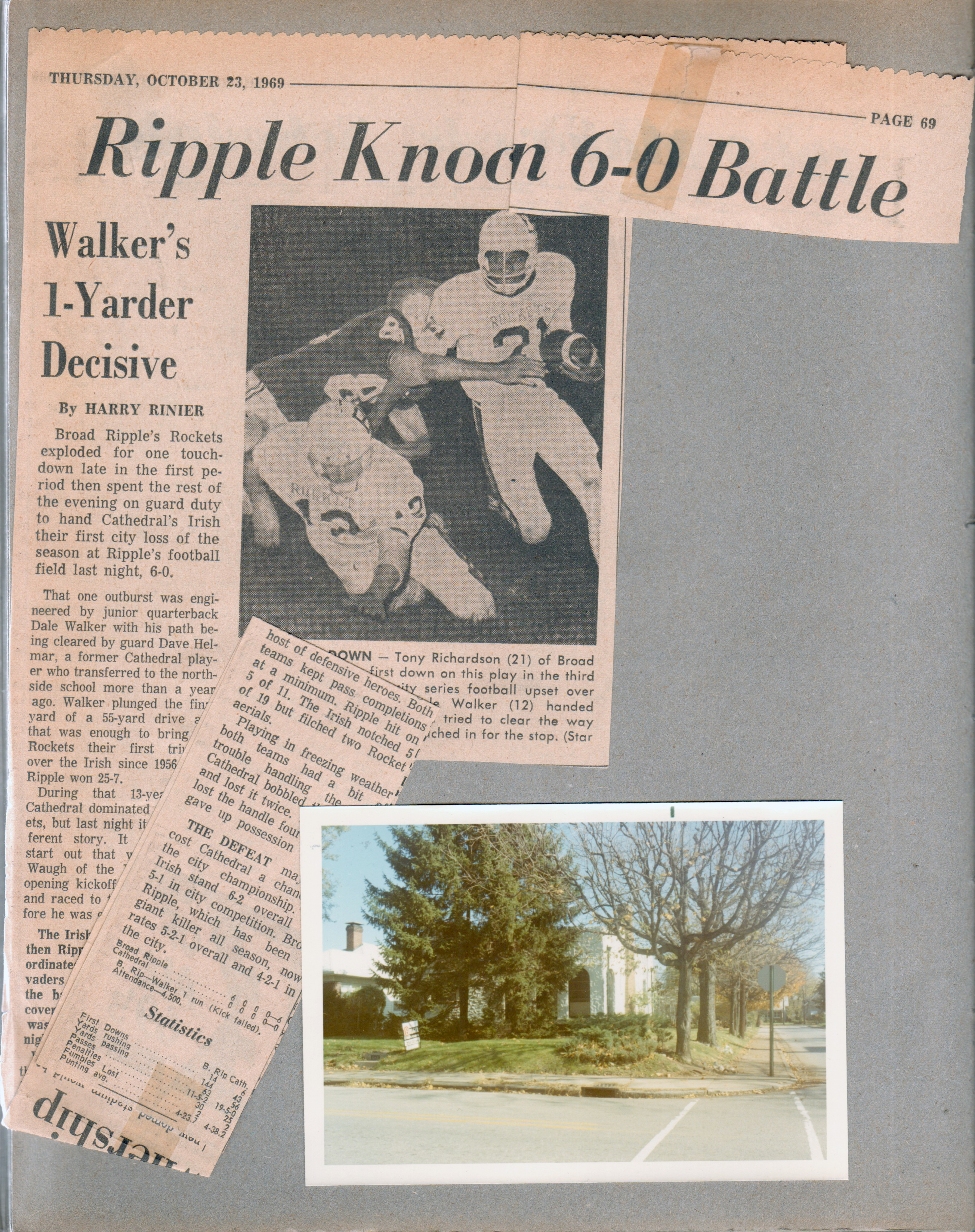 newspaper clipping - BR football. 6153 Carrollton Lois Chambers house