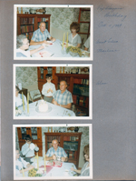 8815 Haverstick -  Girstle's birthday - dining room - Edna, Girstle, Marlene. Alan.