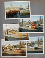 Homecoming Parade on BR Avenue - marching band passing Monon tracks and A&P. Lynn. Marilyn.