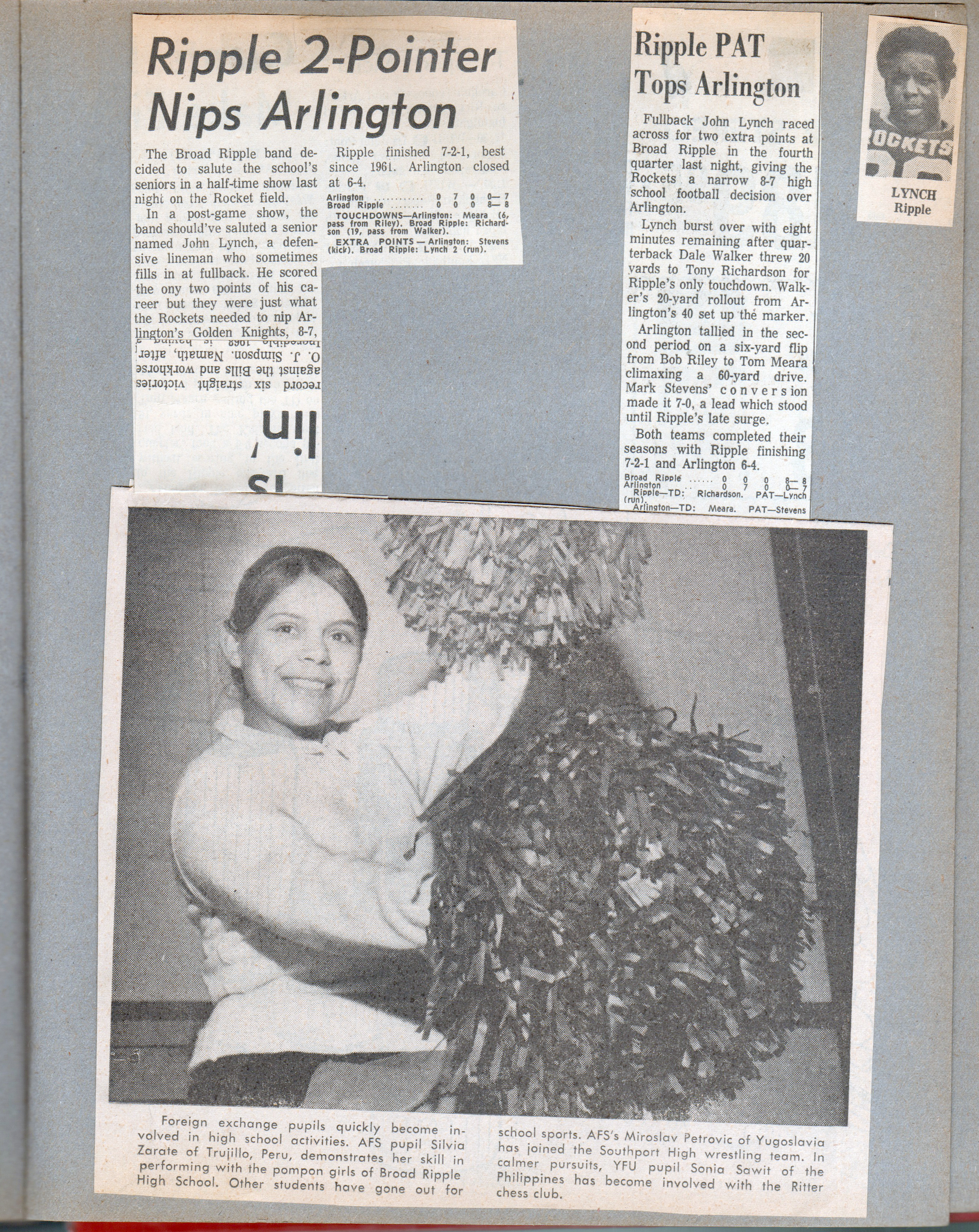 newspaper clipping - BRHS football. BRHS AFS cheerleader