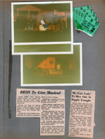 BRHS Golden Singers present My Fair Lady. Tickets. newspaper clipping. photos of show - Jim Jansen as Prof Higgins.