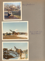 6122 driveway - Alan and Joe Lobraico in little car - Rosemary. Train wreck near Blind School (around 75th and Westfield) - Alan