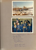 Train wreck near Blind School (around 75th and Westfield). Troop 173 cub scouts - 4 new Wolf badges - Bear manuals - Kent Hamilton, Joe Lobraico, David Messman, Alan, Craig Blackman - Teddy Bennett, Bruce Springer.