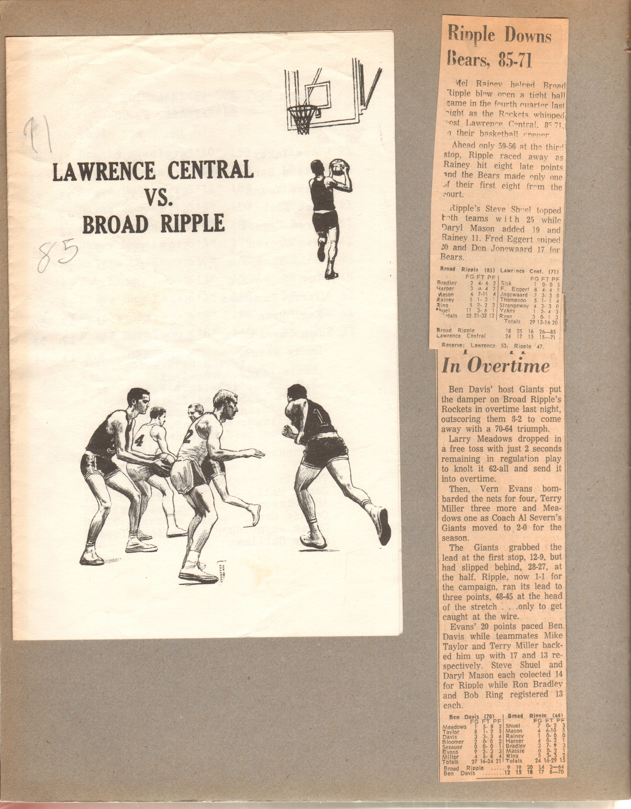 BRHS vs LC basketball program. newspaper clipping - BRHS basketball