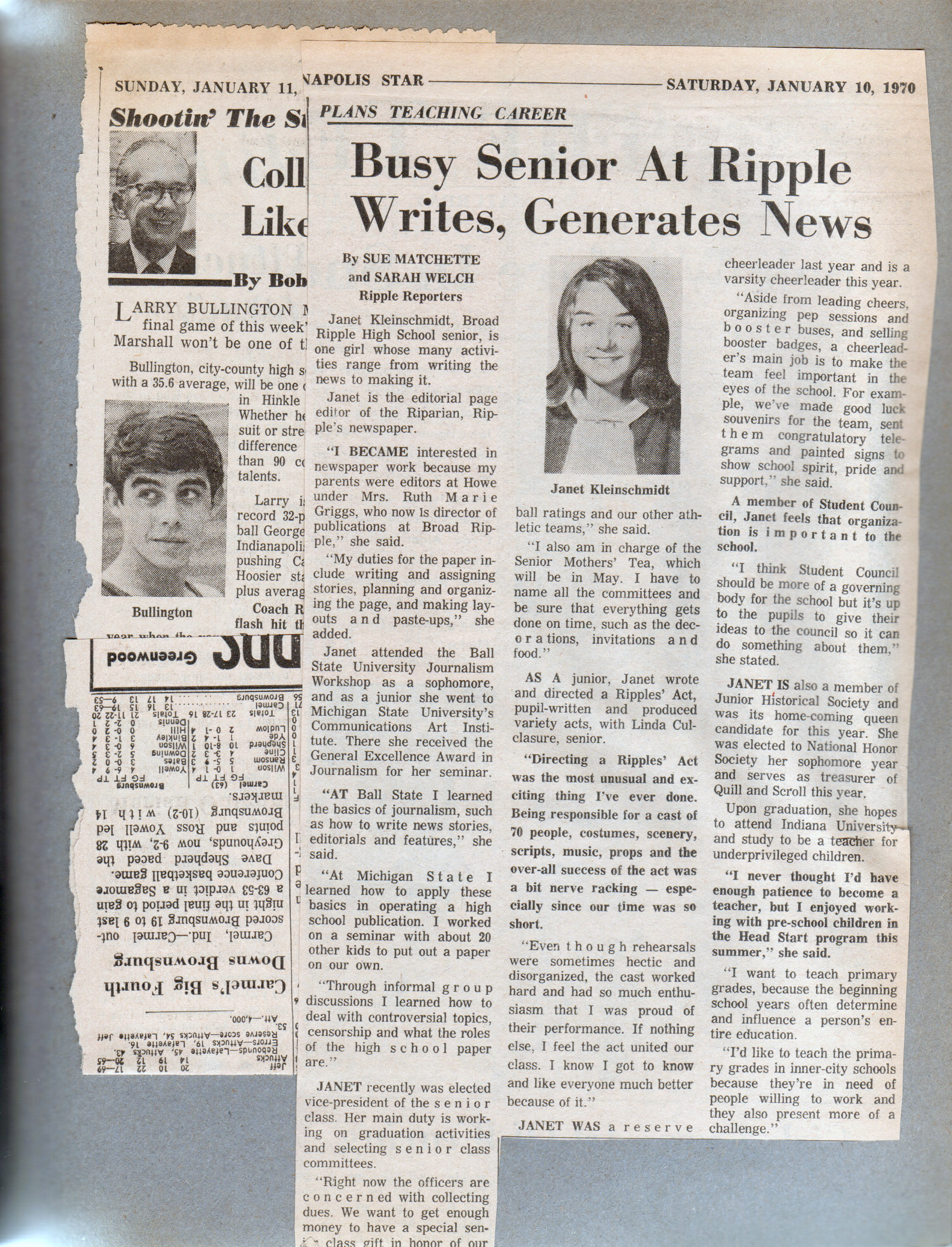 newspaper clipping - Janet Kleinschmidt news